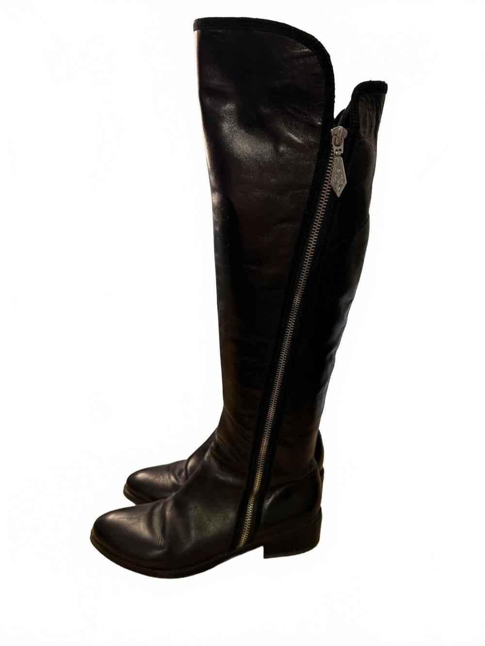 Donald J. Pliner Nova Knee High Boots Women's Sz 6 Black Leather Riding Boots